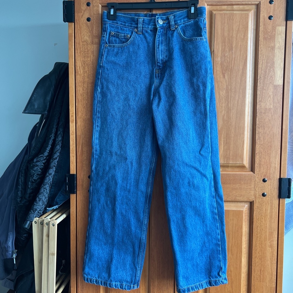 blue denim flare jeans